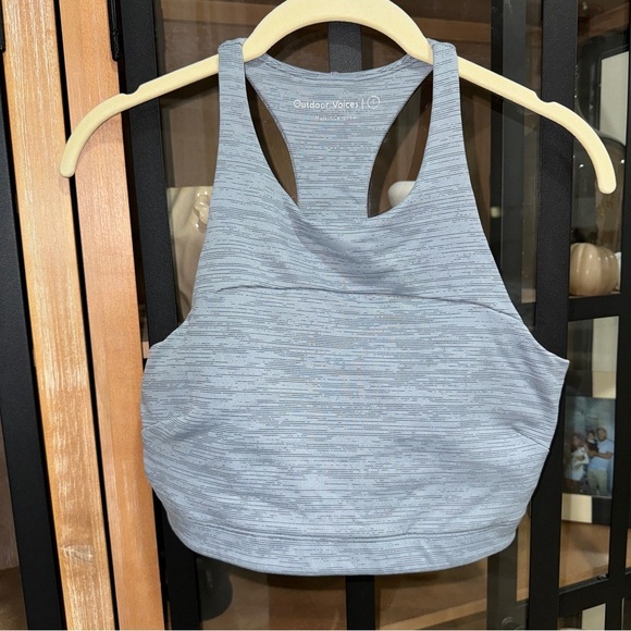 Outdoor Voices Sports Bra tank TechSweat Crop Top high neck heather racerback - Picture 1 of 4